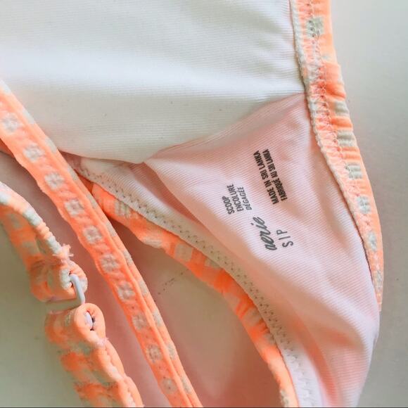 AERIE Seersucker Tie Scoop Bikini Top Orange - Picture 6 of 6
